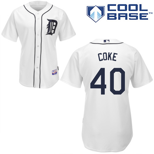 Phil Coke #40 MLB Jersey-Detroit Tigers Men's Authentic Home White Cool Base Baseball Jersey